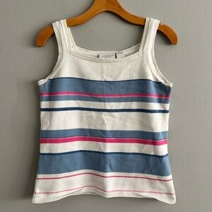 Liz Claiborne Striped Tank Top - White, Blue, Pink